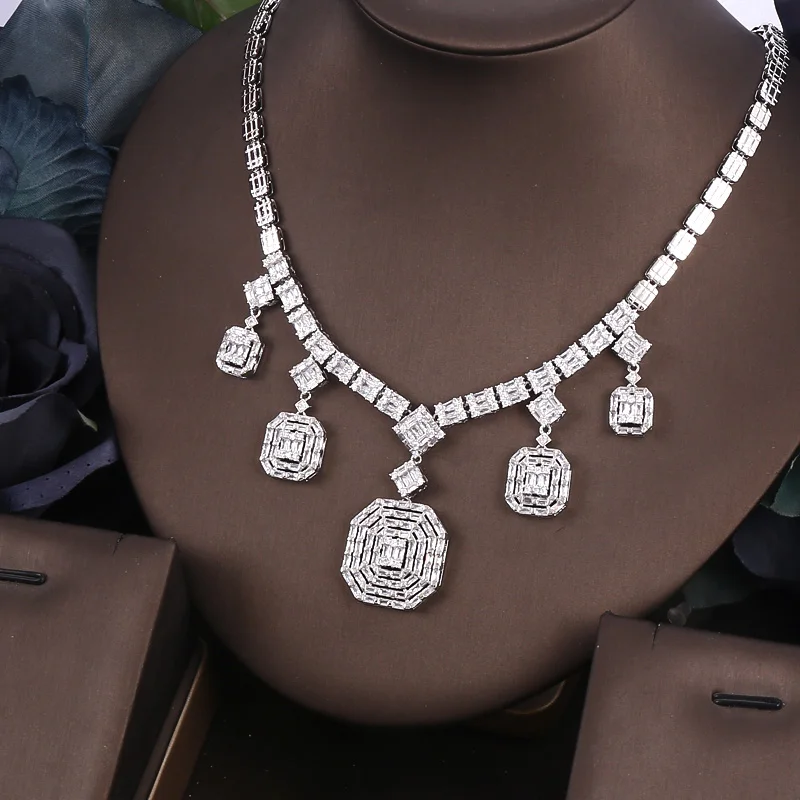 AccKing 2pcs Bridal Zirconia Full Jewelry Sets For Women Party, Luxury