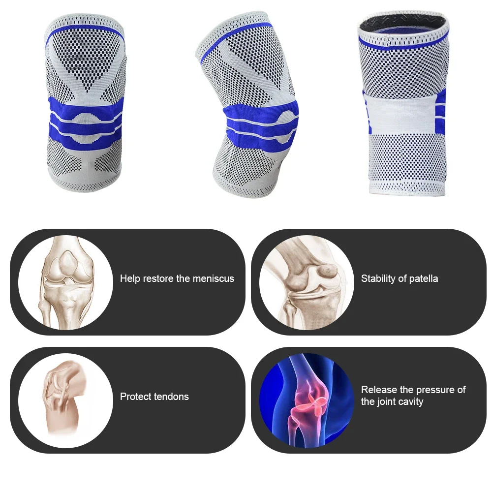 Knee Brace Compression Sleeve for Men and Women, Support for Running, Workout, Gym, Hiking, Sports, 2 Pack