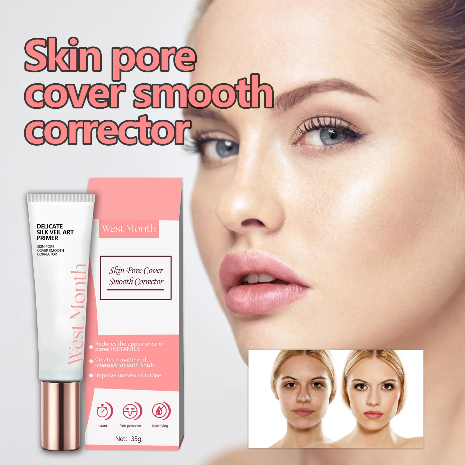Invisible Pore Makeup Front Cream Natural Light Thin Isolating Cream Brightening Skin Tone Moisturizing Concealer Cosmetics 6