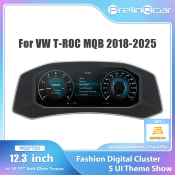 Prelingcar-tablero de panel Digital LCD de 12,3 pulgadas para VW T-ROC 2018-2025 años MQB, panel de instrumentos de cabina Virtual 1