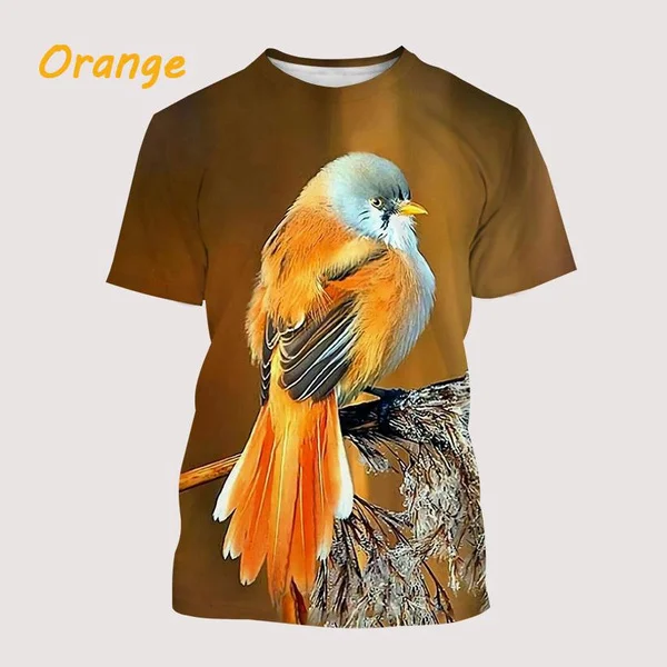 

2023 New fashion animal bird 3D printing T-shirt men's and women's summer casual short-sleeved Harajuku T-shirt