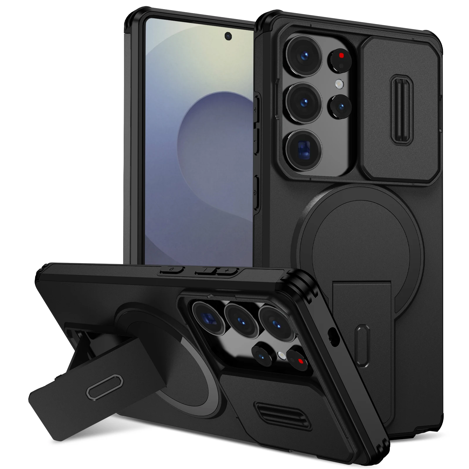 MagSafe Magnetic Shockproof Protective Case with Camera Control Cover and Kickstand