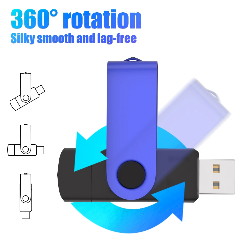 새로운 16GB USB 타입-C 2 in 1 펜 드라이브 4GB 8GB 메모리 스틱 32GB 플래시 드라이브 64G 128GB 컬러 U 디스크 선물 키 체인