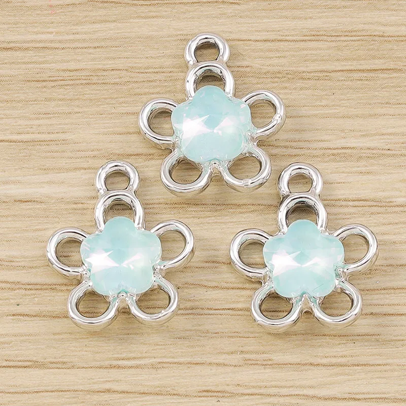 Tusember 10 Stück niedliche, exquisite Kristallblumen-Anhänger für die Schmuckherstellung, DIY-Ohrringe, Halsketten, Bastelarbeiten – Detail 15