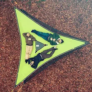Portable Triangle Hammock 4Mx4Mx4M Multi Person Aerial Mat Convenient Outdoor Camping Sleep Hammock Portable Hanging Bed