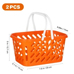 Kids Pretend Play Grocery Shopping Baskets - Set of 2 with Handles (2pcs)