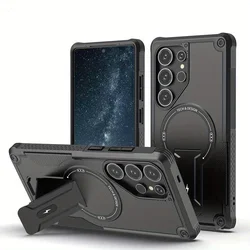 Premium Foldable Stand Holder Magnetic Armor Phone Case - Durable and Stylish Back Cover - Galaxy A27 (Black)