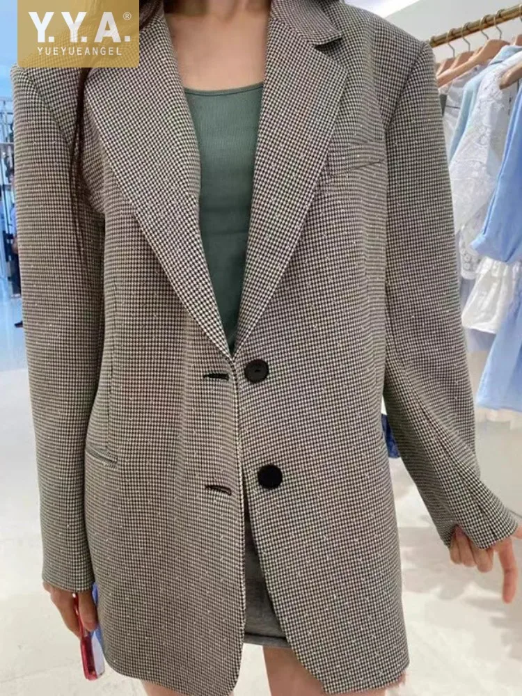 

Women Sequinned Plaid Suit Jacket Spring Autumn Long Sleeve Office Lady Casual Blazers Coat Single Breasted Loose Fit Outerwear