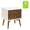 Palma 2-Drawer Nightstand with USB Charging Port, Mid-Century, Warm White/Walnut 4