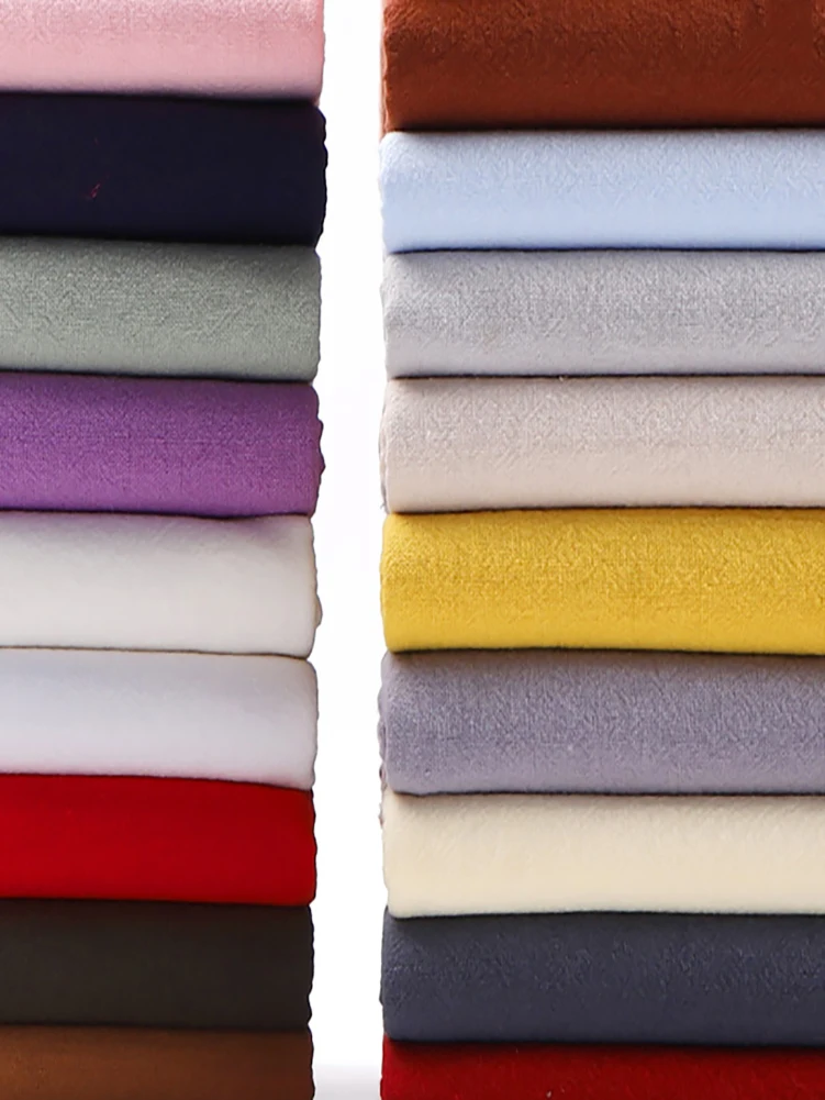 Solid Color Washed Linen Fabric Chinese Style Ethnic Clothing Pleated Summer Linen Pants Plain by Half Meter