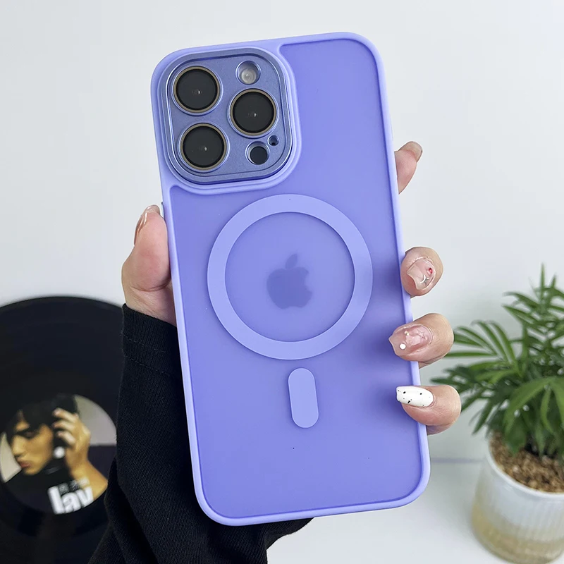 thumbnail image 1 of Matte Magnetic Clear Ultra Thin Slim Phone Case for iPhone 11 12 13 14 15 Pro Max Wireless Charging Magsafe Cover with Lens Film, 1 of 5