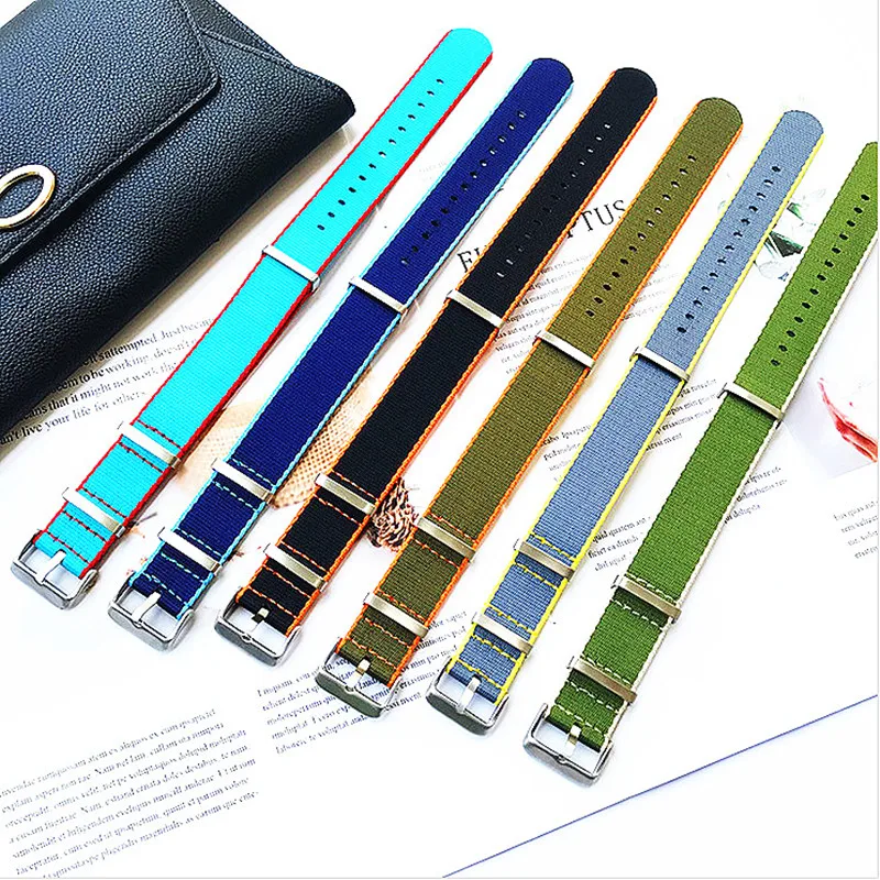 

Silver Buckle - Wholesale 10PCS/Lot 20MM 22MM Nylon Watch Band Nato Waterproof Watch Strap Fashion Wach Bands