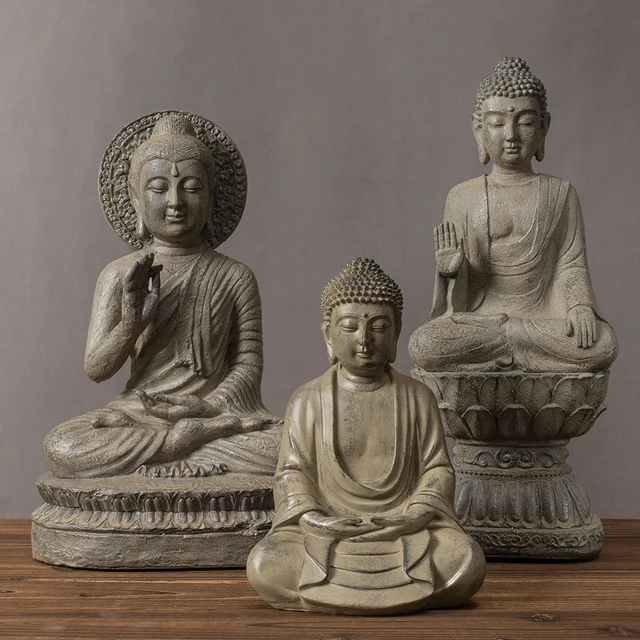 SAAKAR – Statue de bouddha Zen rétro, méditation, moines Tathagata, bouddhisme tibétain, Sculpture de tête, maison, salon, artisanat en résine, ornement 1