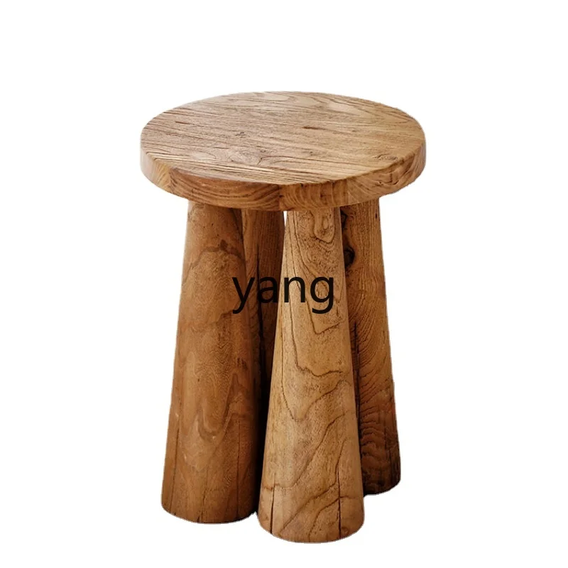 

Yjq Old Elm Small Coffee Table Sofa Side Table Corner Table Vintage Log Solid Wood Pier Silent Style