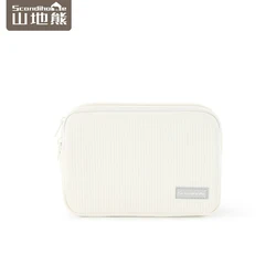 Women's Large Waterproof Travel Makeup and Toiletry Organizer with Clear Pocket (Beige)