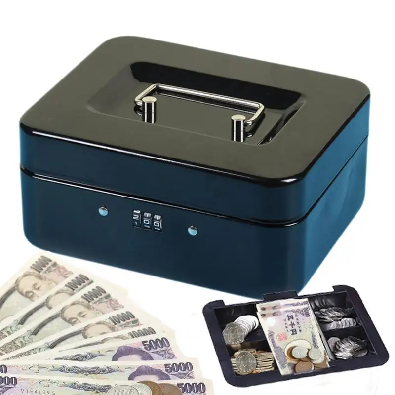 

Safe Box Portable Lock Box Portable Money Cash Deposit Box With Security Code Travel Safe Box For Cards Change Jewelry