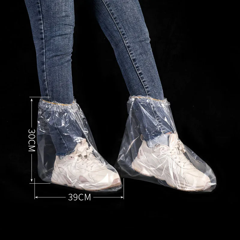 Fundas desechables azules para zapatos de lluvia y botas, cubierta de  plástico larga para zapatos, transparente, impermeable, antideslizante,  para