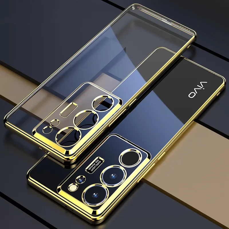 Luxury Plating Transparent Shockproof Silicone Back Cover Case