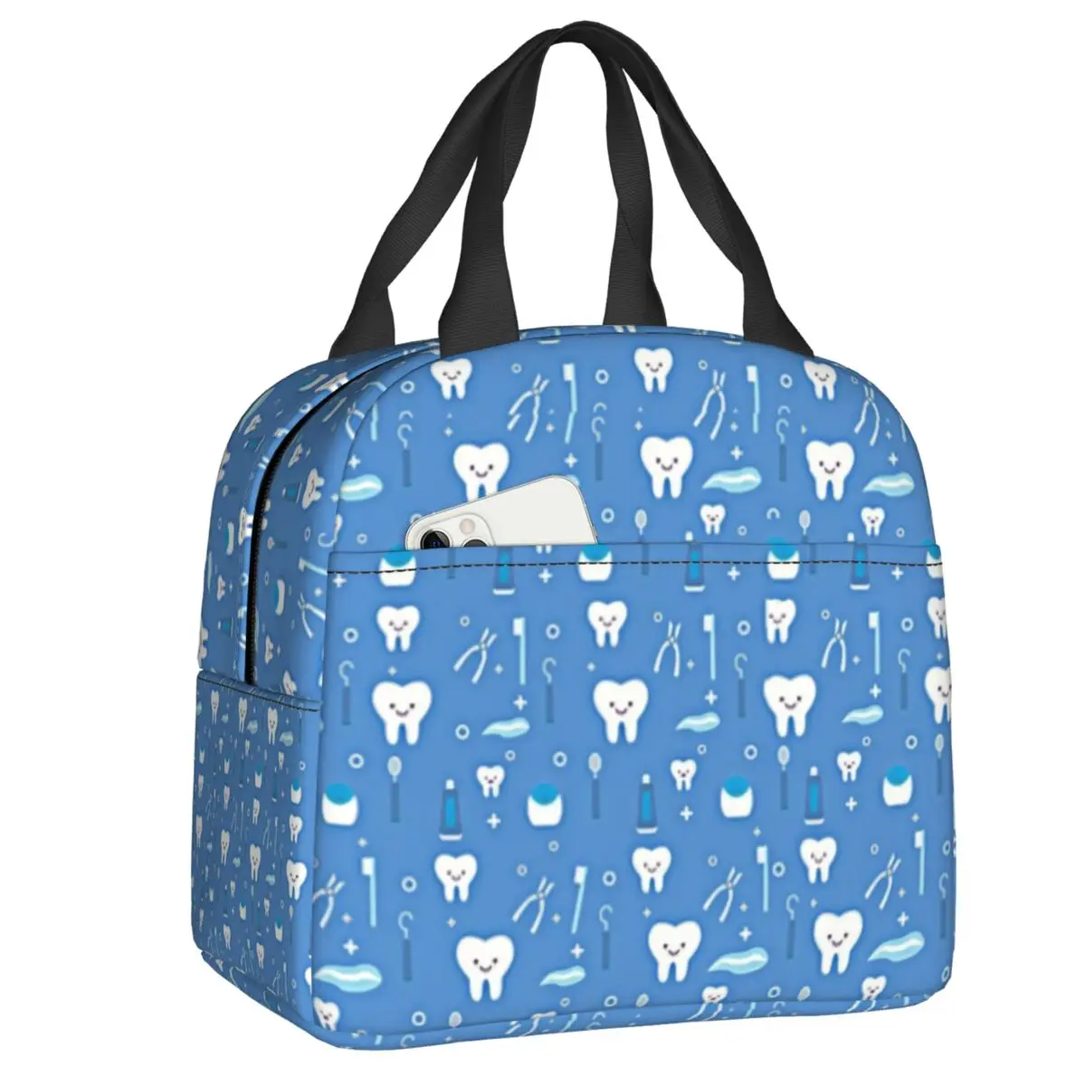 

Cute ToothTeeth Thermal Insulated Lunch Bags Women Dentist Portable Lunch Container for School Office Outdoor Food Box