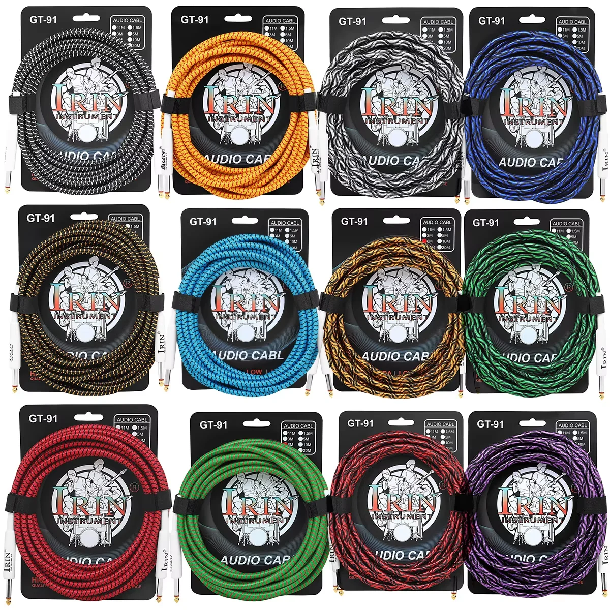 IRIN Braided Noise Reduction Guitar Cable with Double Straight Head Connector