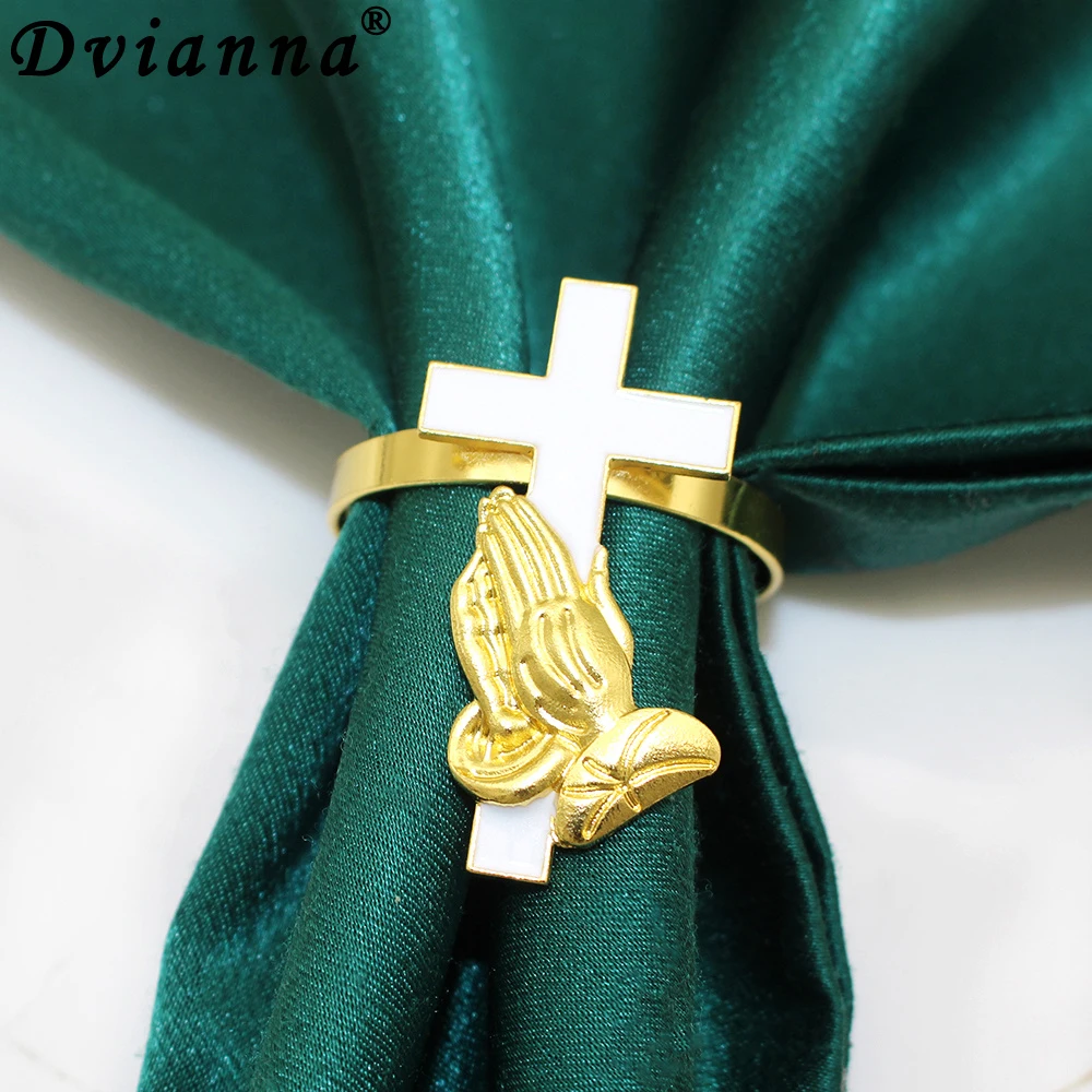 

8Pcs Crosses Napkin Rings Metal Cross Serviette Buckles Table Decoration for Thanksgiving Birthday Wedding Commemoration Day