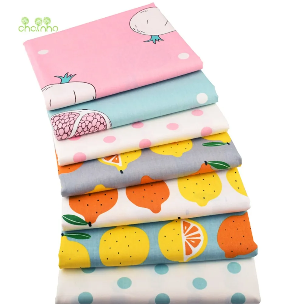 Chainho,Printed Twill Weave Cotton Fabric,Patchwork Cloth,DIY Sewing Quilting Material,Fruit Series,2 Specification,CC207