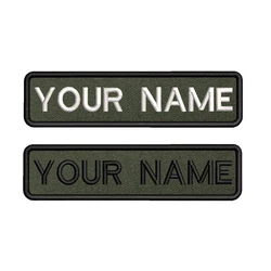 10X2.5cm Army Green background Embroidery Custom Name Text Patch Stripes badge Iron On Or  Backing Patches For Clothes