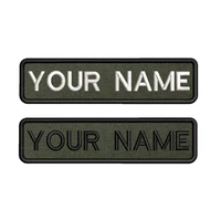 10X2.5cm Army Green background Embroidery Custom Name Text Patch Stripes badge Iron On Or  Backing Patches For Clothes 1