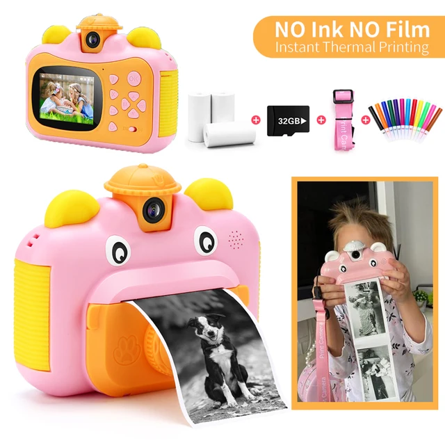 Kids Camera Instant Print Camera for Children 1080P HD Video Photo Camera Toys with 32GB Card 3