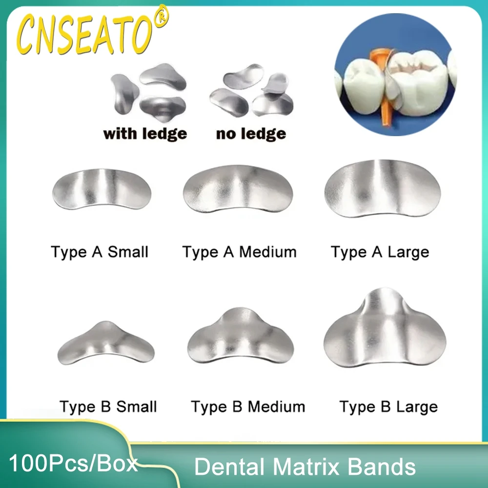 100PcsDentalMatrixBandsSectionalContouredMetalMatricesDentistryOralCareHardness