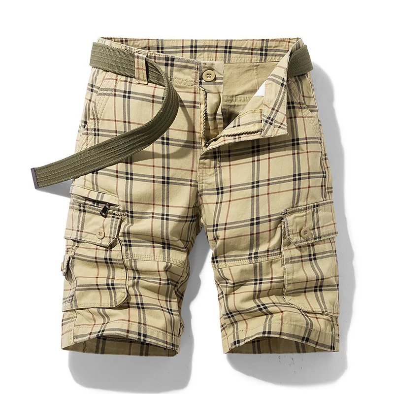 2022 Summer Men Cargo Shorts Mens Cotton Casual Breeches Stripe Quick Dry Multi Pocket Shorts Fashion Beach Pants Shorts Male 4