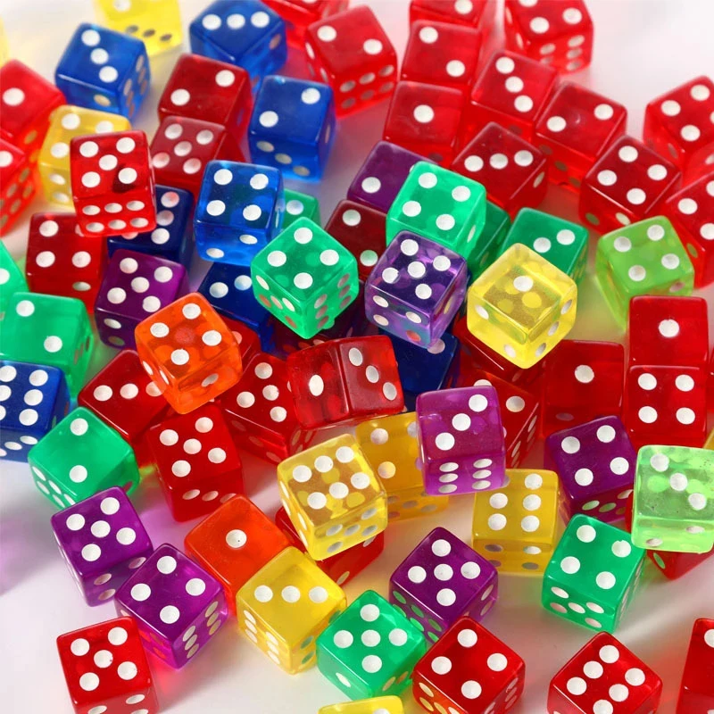 24PCS 16MM Transparent Dice For Board Games For Adullts Acrylic Cubes Party Mahjong Leisure Time Juegos De Mesa Divertidos 5