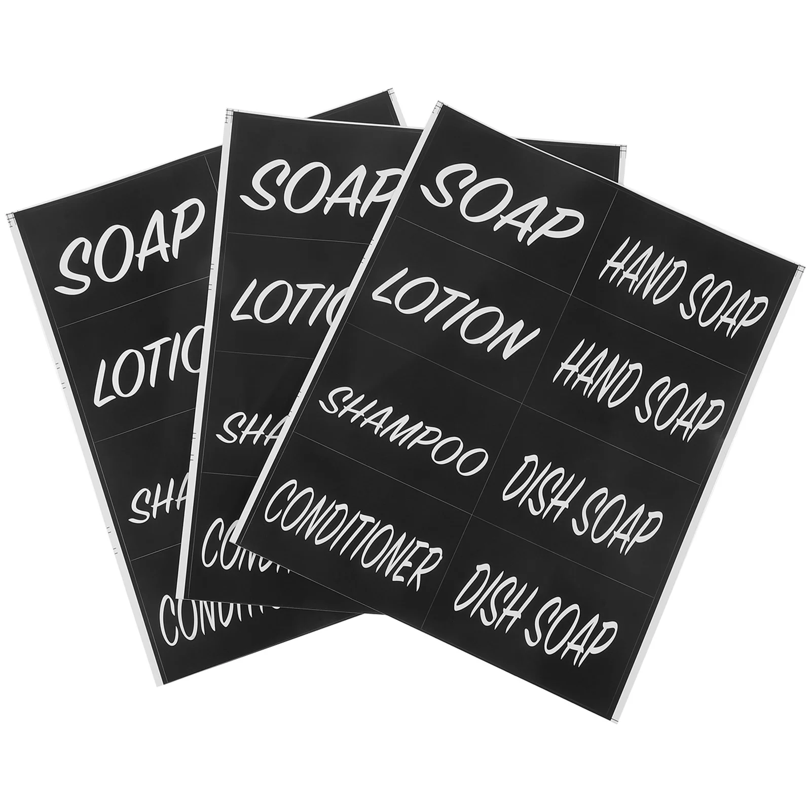 

3 Sheets Toiletries Waterproof and Oil-proof Bath Label Dishsoap (black) Travel Pvc Self-adhesive Sticker