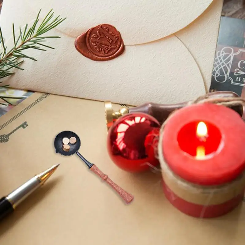 Wax Seal Spoon Melting Wax Spoon Sealing Vintage Wooden Handle For Seal Stamp Wedding Invitations Gift Envelope Letter Art wax sealing spoon