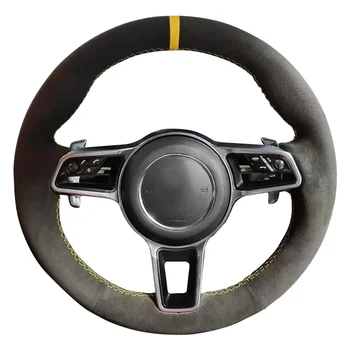 100% Real Alcantara Steering Wheel Cover for Porsche Macan Cayenne 718 2015 2016 Car Decoration Accessories Warm cover