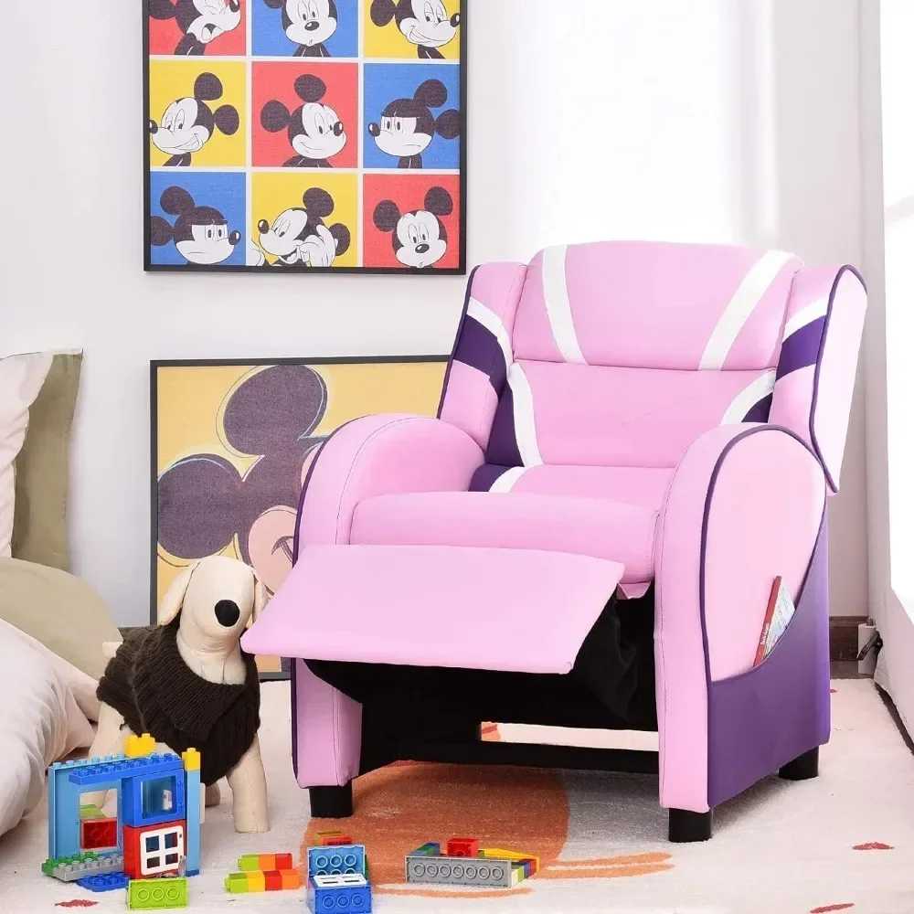 Kids Recliner Sofa, Children Leather Armchair Couch w/Footrest, Headrest, Gaming Reclining Chair for Living Room Nursery 5