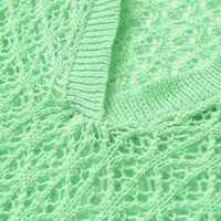 Women Jacquard Solid Knitted Hollow Out Pullover Sweater Vintage Lapel Neck Short Sleeve Female Chic Lady Tops - Image 5