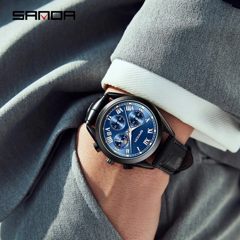 2023 New SANDA Fashion Watches for Men Luxury Sport Business WristWatch ​Waterproof Quartz Big Clock Digital Male Watch 5012
