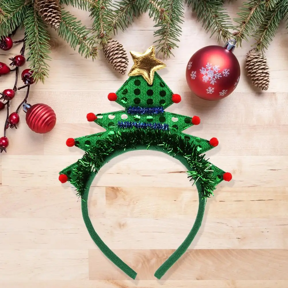 Christmas Headband Lightweight Christmas Hairband Bright Color Performance Props Exquisite Tree Hair Hoop Costume
