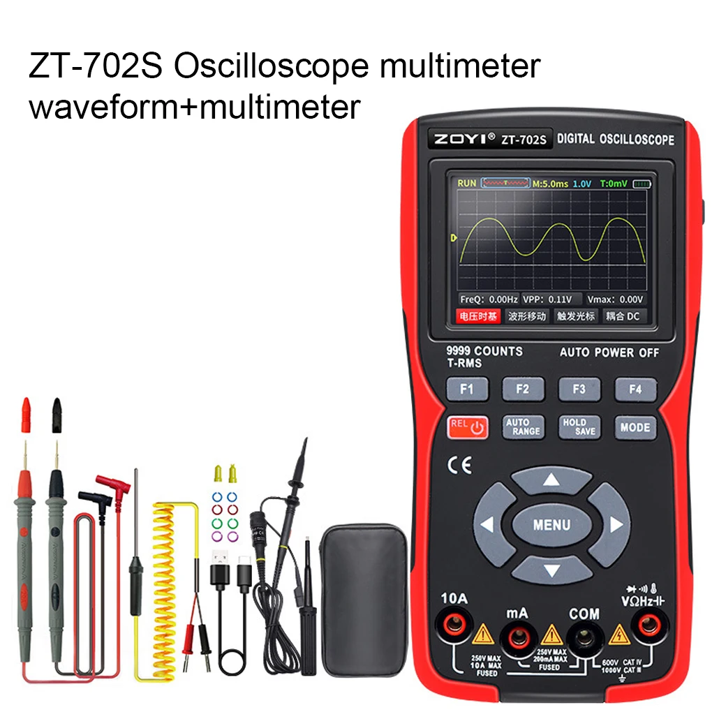 

ZT-702S 2In1 Digital Oscilloscope Multimeter Real-time sampling rate 48MSa/s True RMS 1000V Professional Tester with 2.8" screen