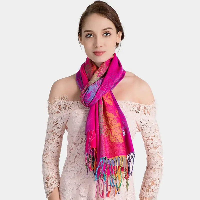

Роскошный разноцветный шарф Зимний теплый кашемировый женский длинный бандан из пашмины женский шарф шаль с кисточками и шарф 2023 De
