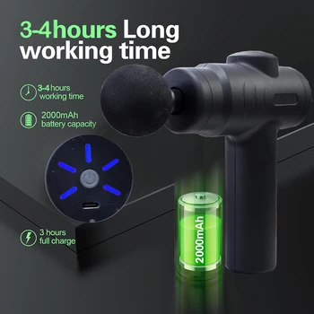 Portable Fascia Gun Impact Muscle Massage Body Back Hammer Fitness Training Assistant Device USB Charging Black 2