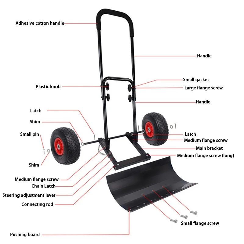 Wheeled Hand Push Snow Removal Shovel Large Tool Vehicle Artifact Machine