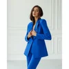 Chic Solid Women Suits Fashion Peak Lapel One Button Wedding Party Tuxedo Basic Simple Casual Smart Daily Female Pants Sets 2