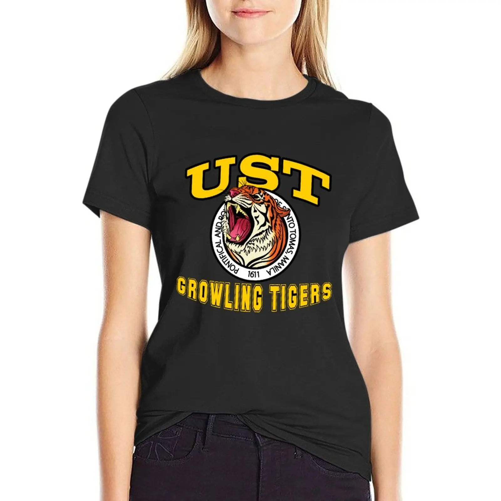 

UST Growling Tigers Roar Print Design T-shirt lady clothes summer tops female t-shirts for Women loose fit