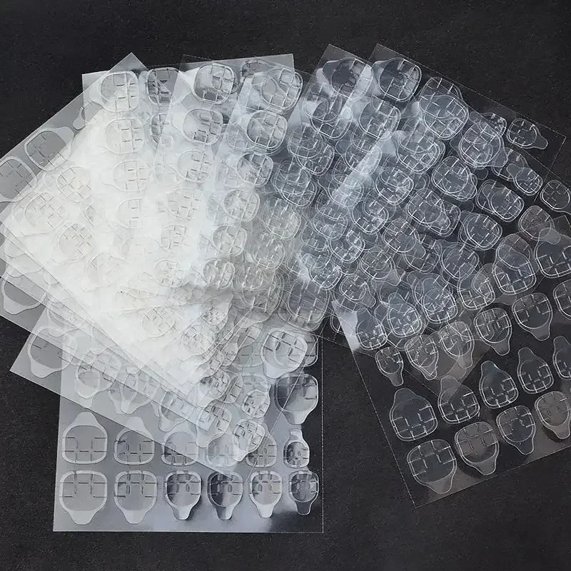 2400pcs/100Sheets Transparent Jelly False Nail Tips Double-Sided Nail Glue Stickers DIY Art Self-Adhesive Tabs Tools