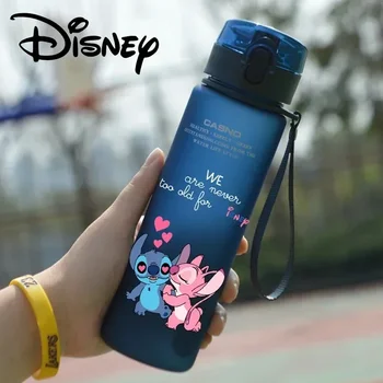 560ML Disney Stitch Water Bottle Large Capacity Student Drinking Water Bottle Anime Cartoon Portable Plastic Water Bottle Gift