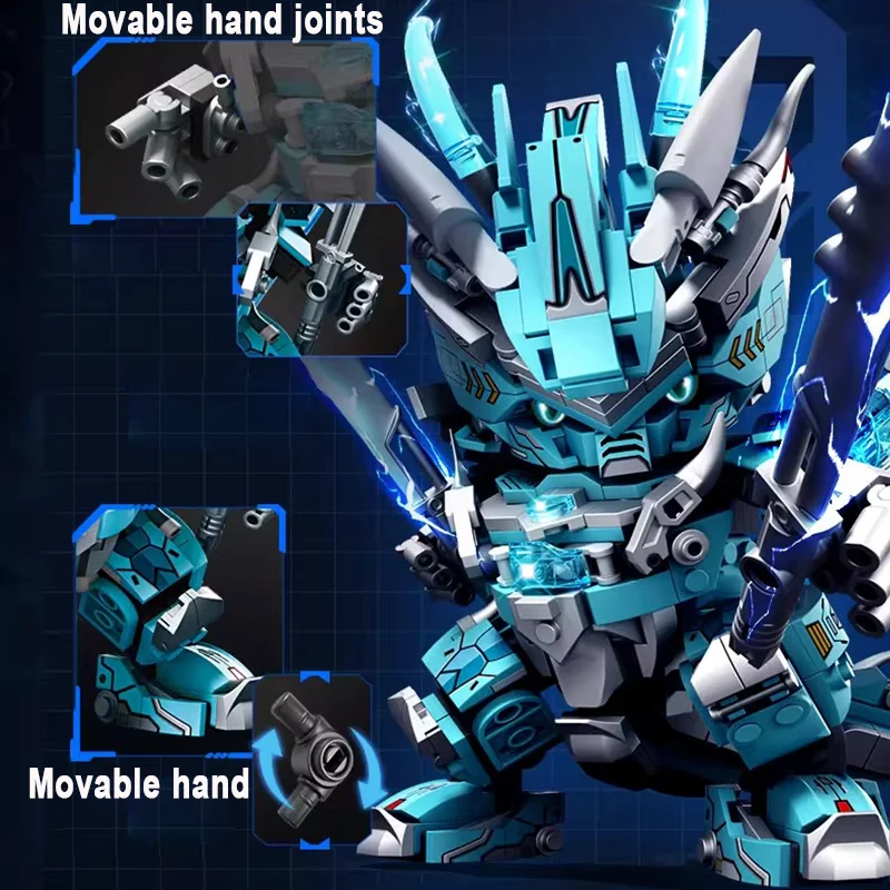 Superhero Mecha Building Blocks 2 in 1 Transforming Robot Blue Dragon Animal Bri