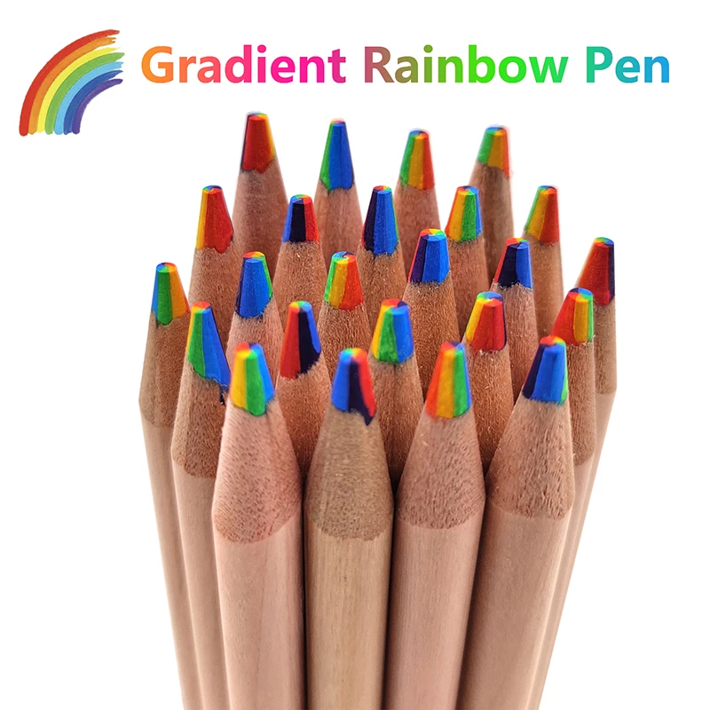 3pcs/Set 7 Colors Concentric Gradient Rainbow Pencil Crayons Kids Colored  Pencils cheap kawaii Art Painting Drawing stationery - AliExpress