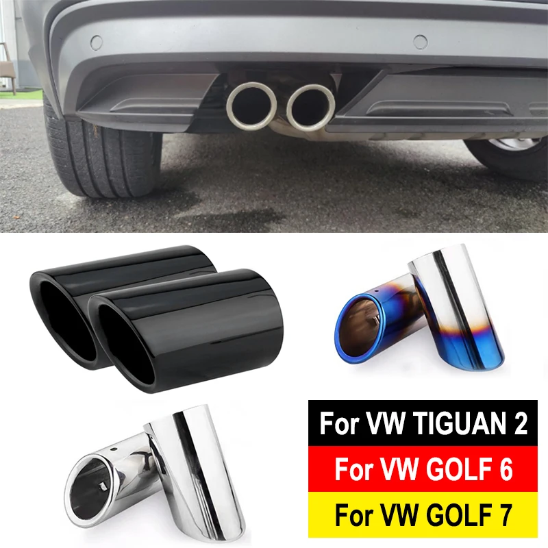 

70mm Stainless Steel Car Exhaust Muffler Pipe Tip Cover For VW TIGUAN MK2 GOLF MK6 MK7 GOLF Plus Tailpipe Auto Accessories